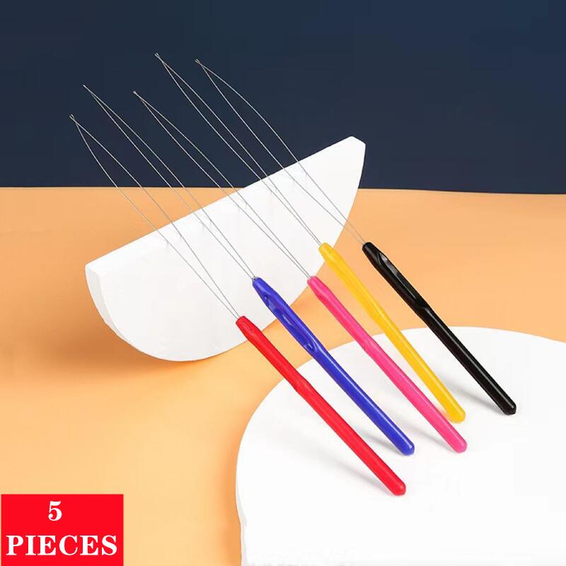 Embroidery Converter - 5個入り 新型タフティングガンニードルスレッダー カラフルなプラスチックハンドル 糸通し器 クロス刺繍 ビーズ刺繍用具