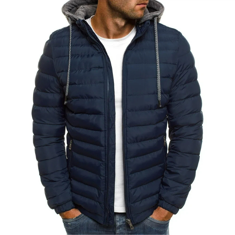 Embroidery Zip Up Hoodie - 2026 メンズコットンパッドパーカーコート秋冬男性用無地暖かいフード付きジップアップパーカーコート BSD-M-05