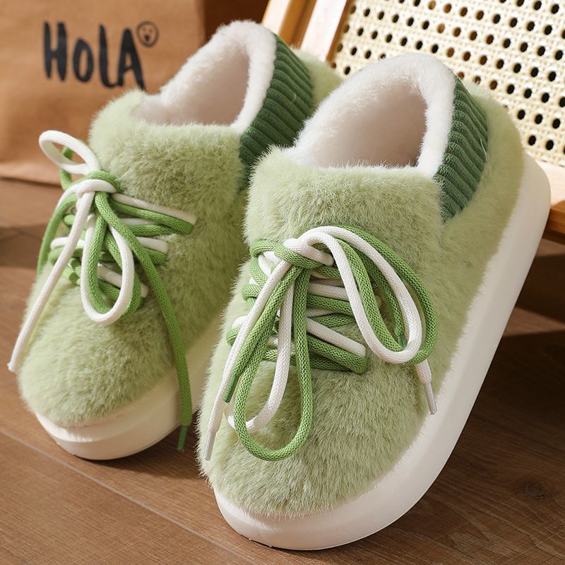 Embroidery Cotton - 新型立体フルラップスリッパ ホームふわふわコットンシューズ 2025 デザイナーレースアップ アウトドアふわふわウォーキングシューズ