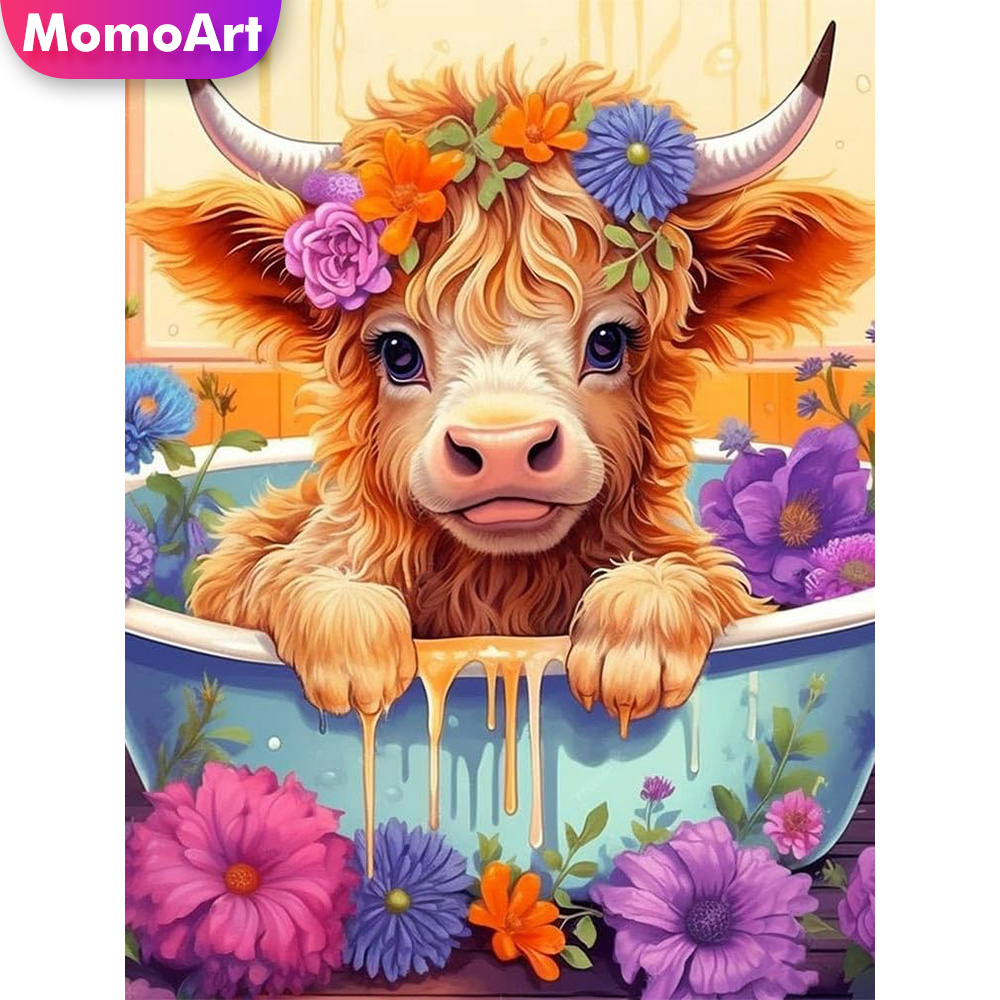 Embroidery Design Patterns Flowers - Momoart カウントクロスステッチ牛動物刺繍生地フラワーデザイン 11CT 未印刷針仕事ユニークな家の装飾