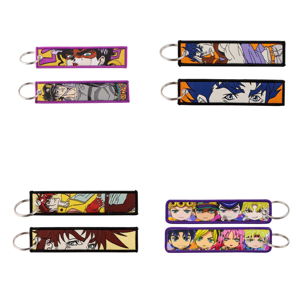 Embroidery Ring - 1個入り トレンディな男性向けアニメ刺繍キーホルダー カラフルな漫画プリントキーチェーン ペンダント メタルリング バックパック用装飾アクセサリー
