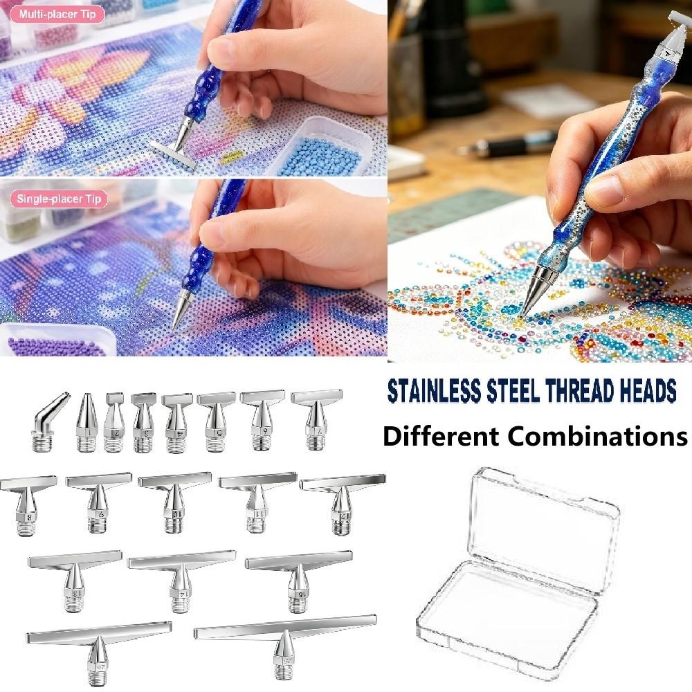 Embroidery Details - DIY高品質ステンレス鋼製ネジ式ダイヤモンドペインティングペン先セット、DIYダイヤモンドペインティングツールねじ込み式アクセサリー（異なる組み合わせモデル1/2/3/4/5/6/7/8/9/10/11/12/14/15/20/25）