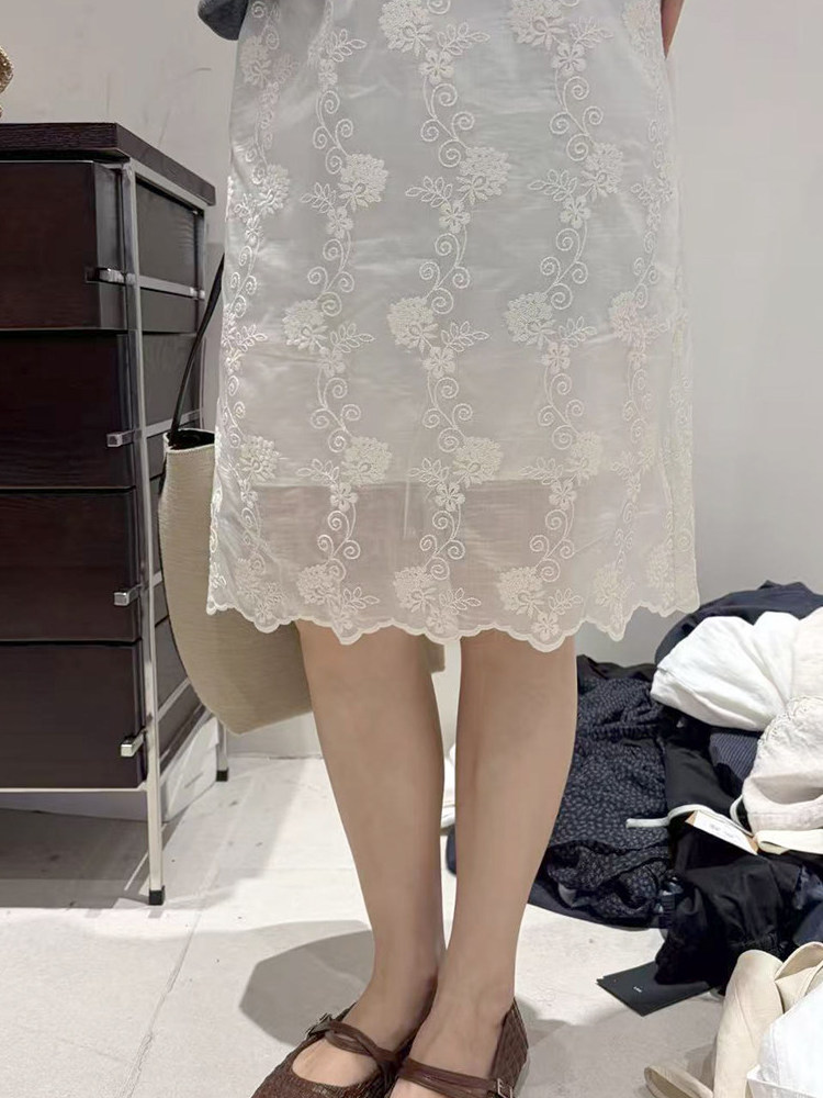 韓国スタイルプラスサイズ刺繍入りカジュアルスカートレディース - Embroidery Skirt のレビューと価格