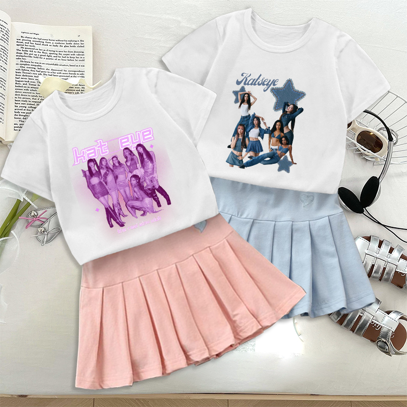 ファッションK-POP K-KATSEYE Tシャツプリーツ - Embroidery Skirt のレビューと価格