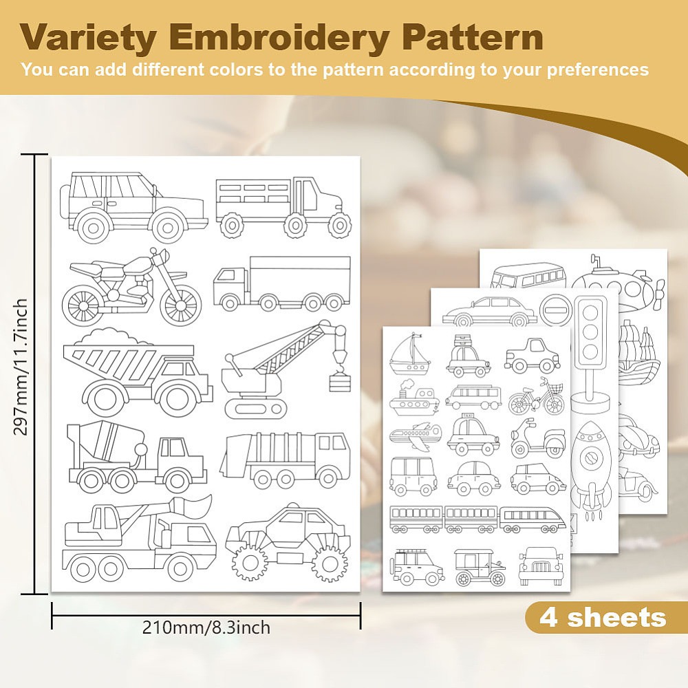 50個入り、輸送車両の刺繍模様用ステイパッド、サイズ8.3イ - Embroidery Cloth のレビューと価格