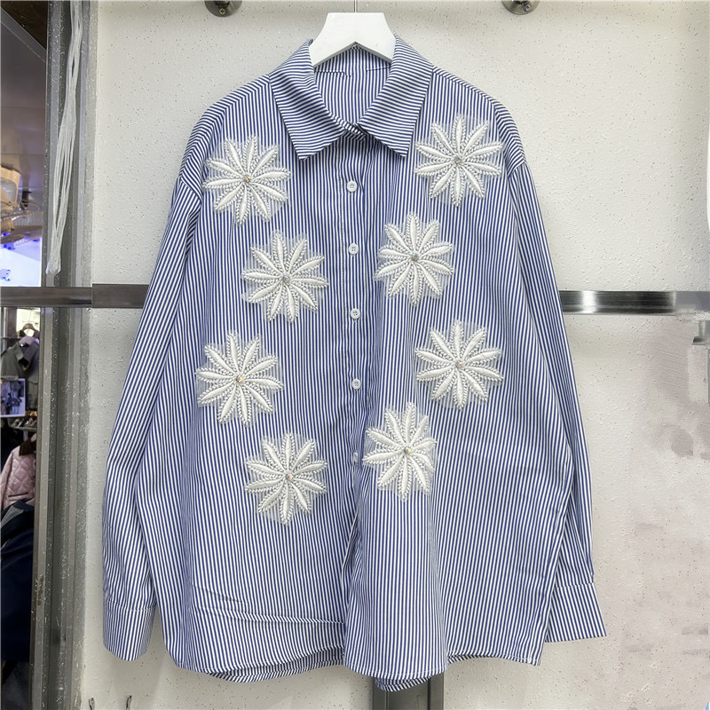 ブラウス女性シャツヴィンテージターンダウンカラーフルスリーブ - Embroidery Service のレビューと価格