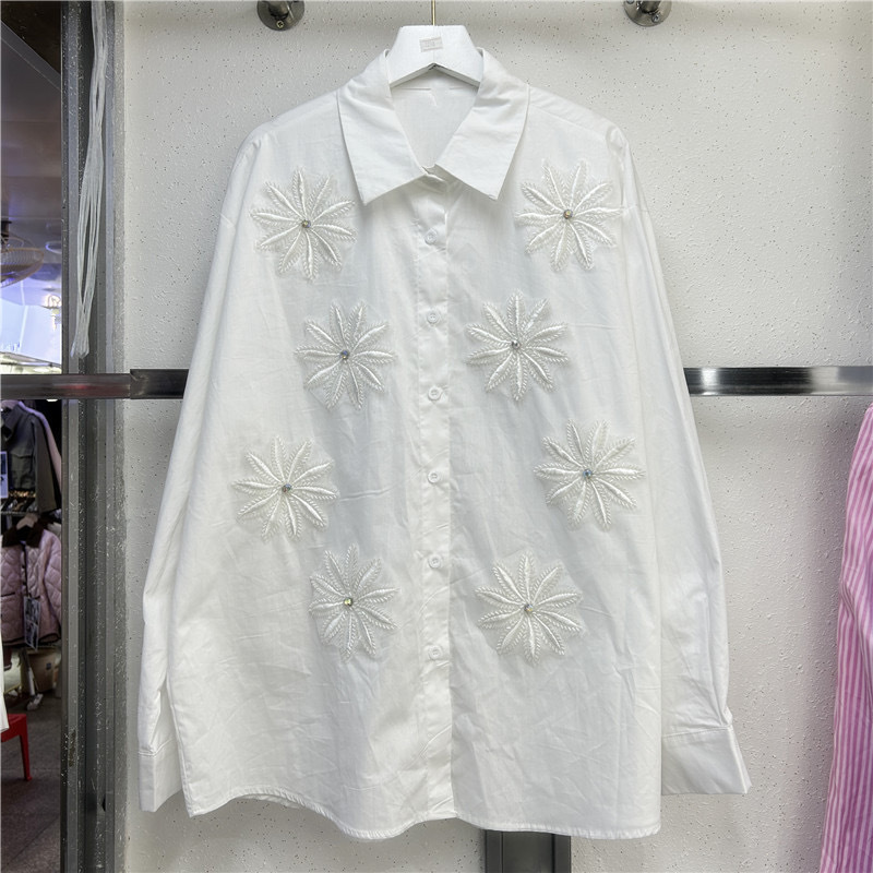 ブラウス女性シャツヴィンテージターンダウンカラーフルスリーブ - Embroidery Service のレビューと価格
