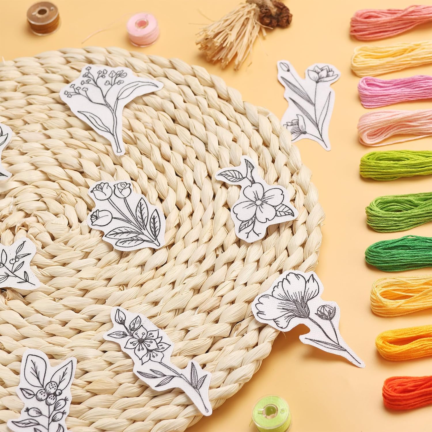 50 個の水溶性刺繍スタビライザー、プリント済みの花と葉のパ - Embroidery Paper のレビューと価格