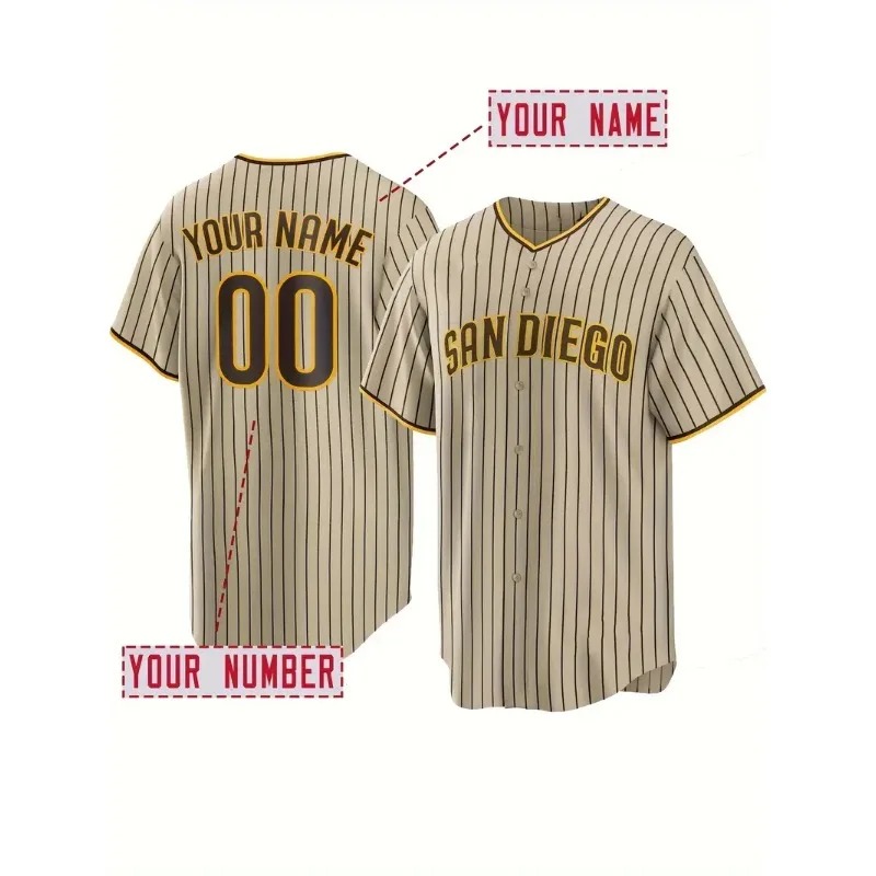 カスタム名と番号メンズ刺繍野球ジャージサンディエゴパーソナラ - Embroidery Names のレビューと価格