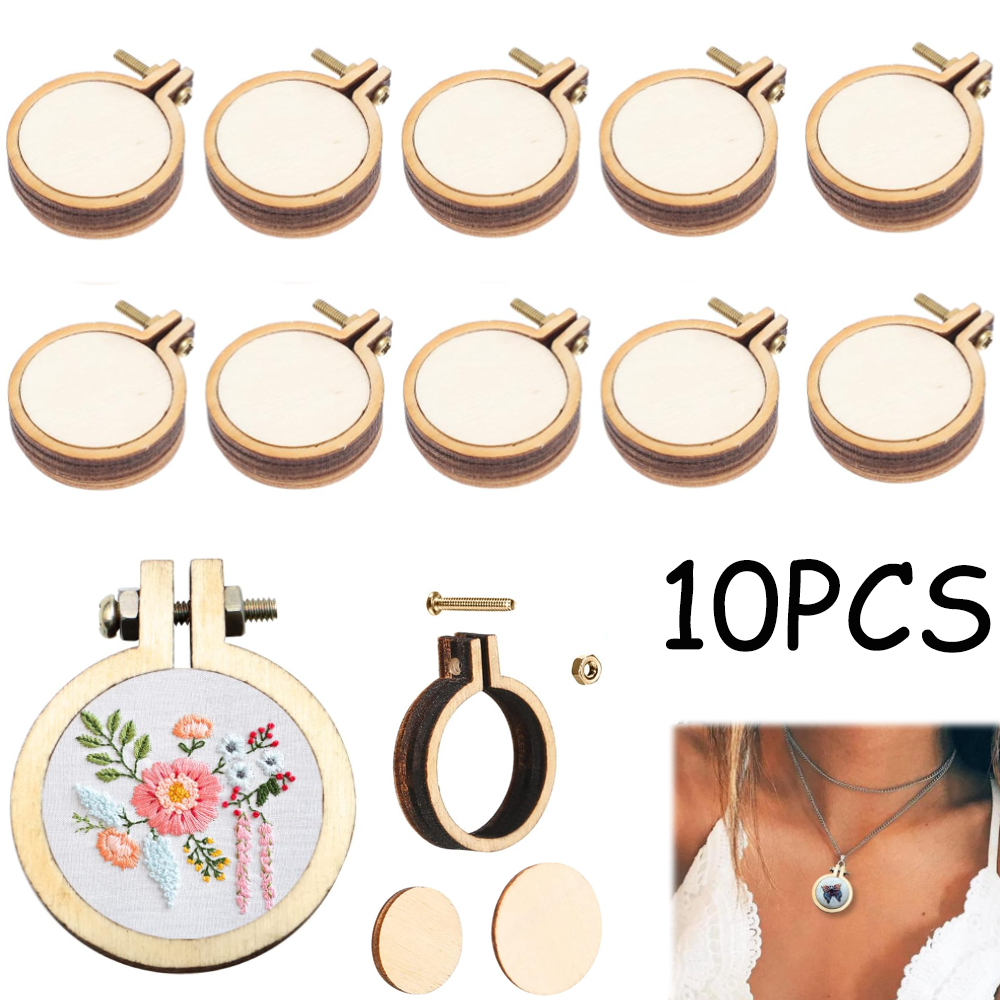 10 ピース/セット木製ミニ刺繍フープリングクロスステッチフ - Stitch Marker Ring のレビューと価格