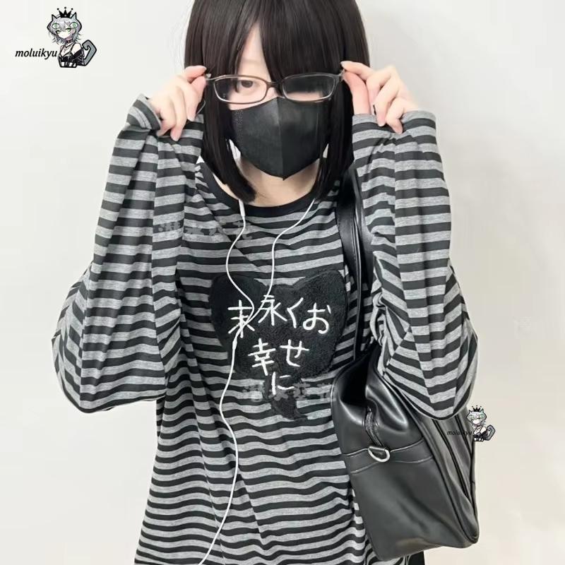 Y2K アメリカンパンクヴィンテージ O ネック長袖シャツオ - Embroidery Cotton のレビューと価格