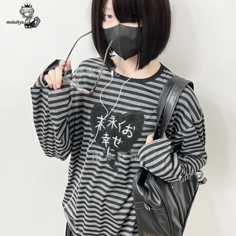 Y2K アメリカンパンクヴィンテージ O ネック長袖シャツオ - Embroidery Cotton のレビューと価格