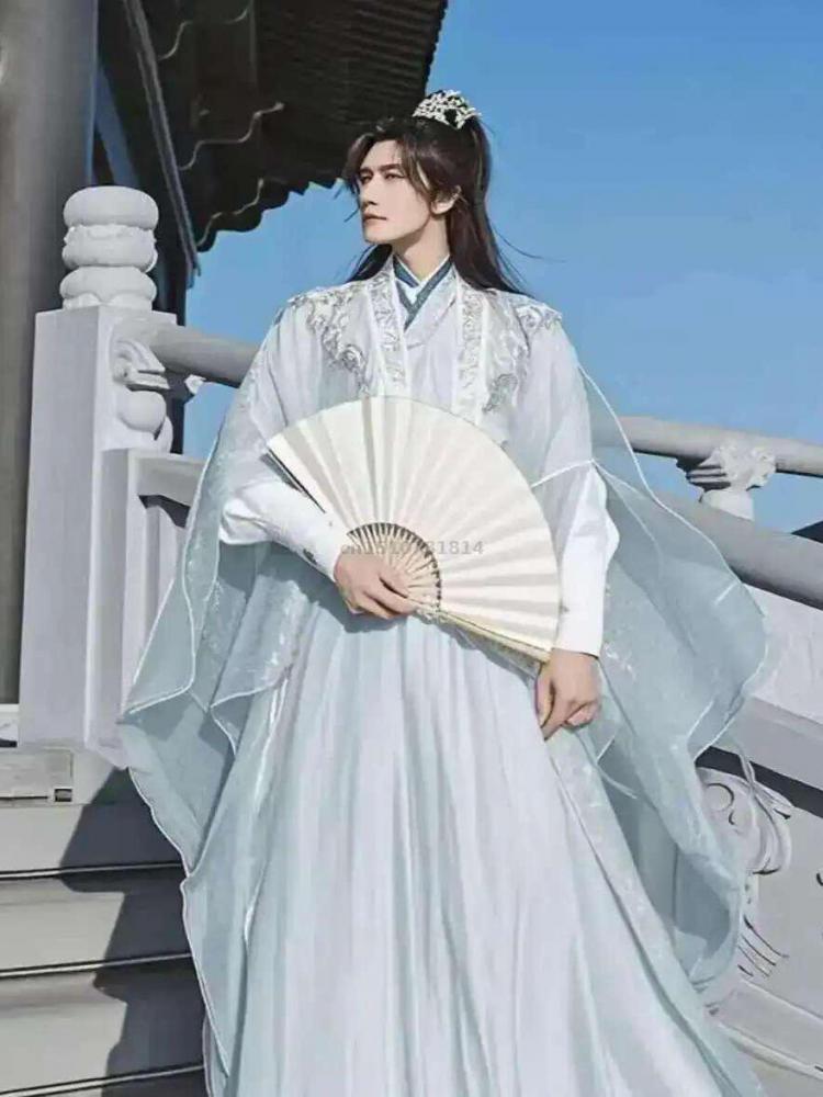 伝統的な中国の漢服、男性用、武侠・仙侠風、剣術をテーマにした - Embroidery Skirt のレビューと価格