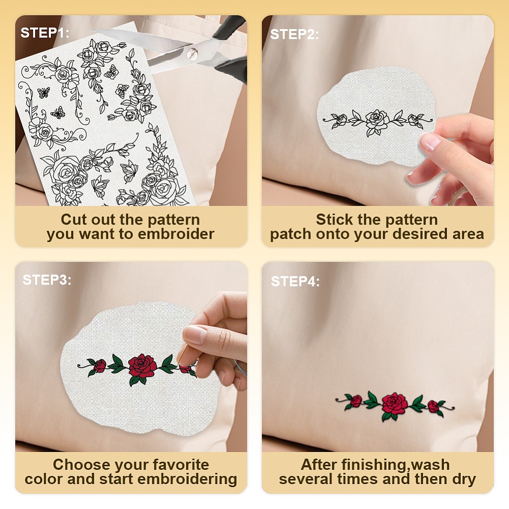 38個入り ローズ柄レース 4枚セット 水溶性刺繍パターン用 - Embroidery Cloth のレビューと価格