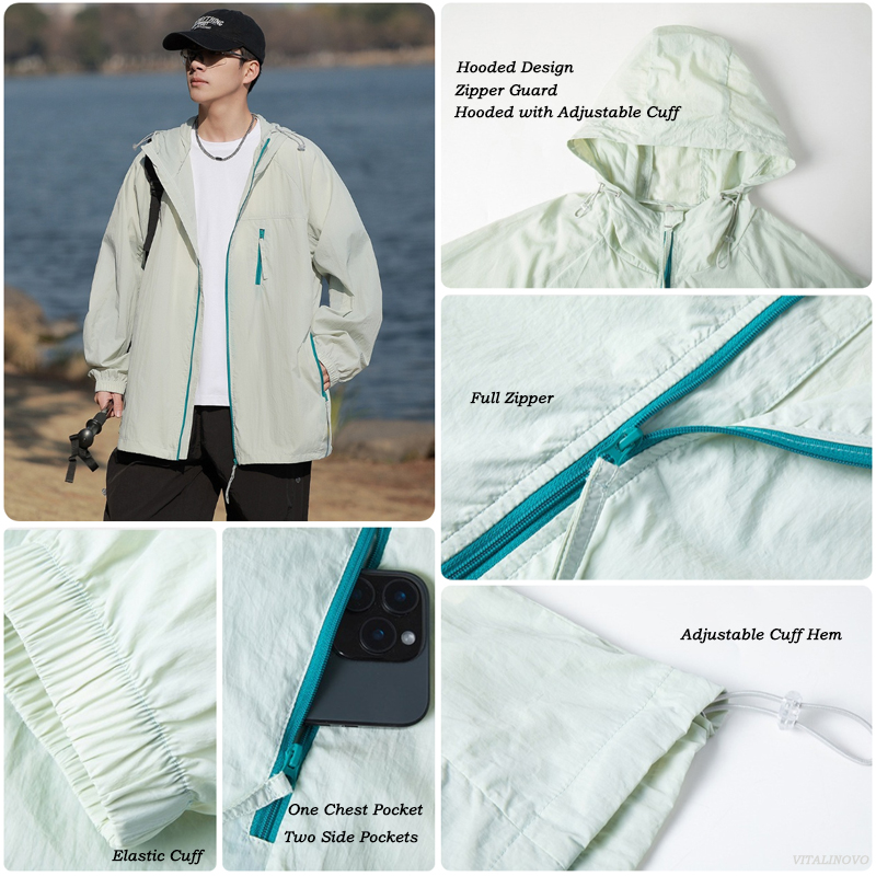 VITALINOVO ユニセックス アウトドア 防水 軽量  - Embroidery Zip Up Hoodie のレビューと価格