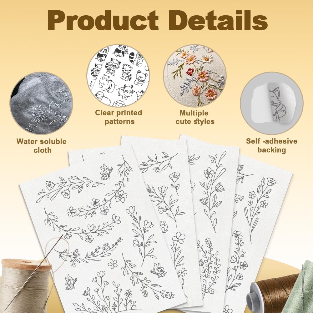 水溶性刺繍安定紙 スティックステッチ 洗い落とせるシート 花 - Embroidery Paper のレビューと価格