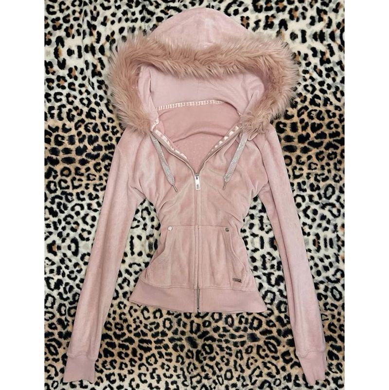 パーカーコート女性パンクフード付きスウェットシャツ毛皮の襟ジ - Embroidery Zip Up Hoodie のレビューと価格