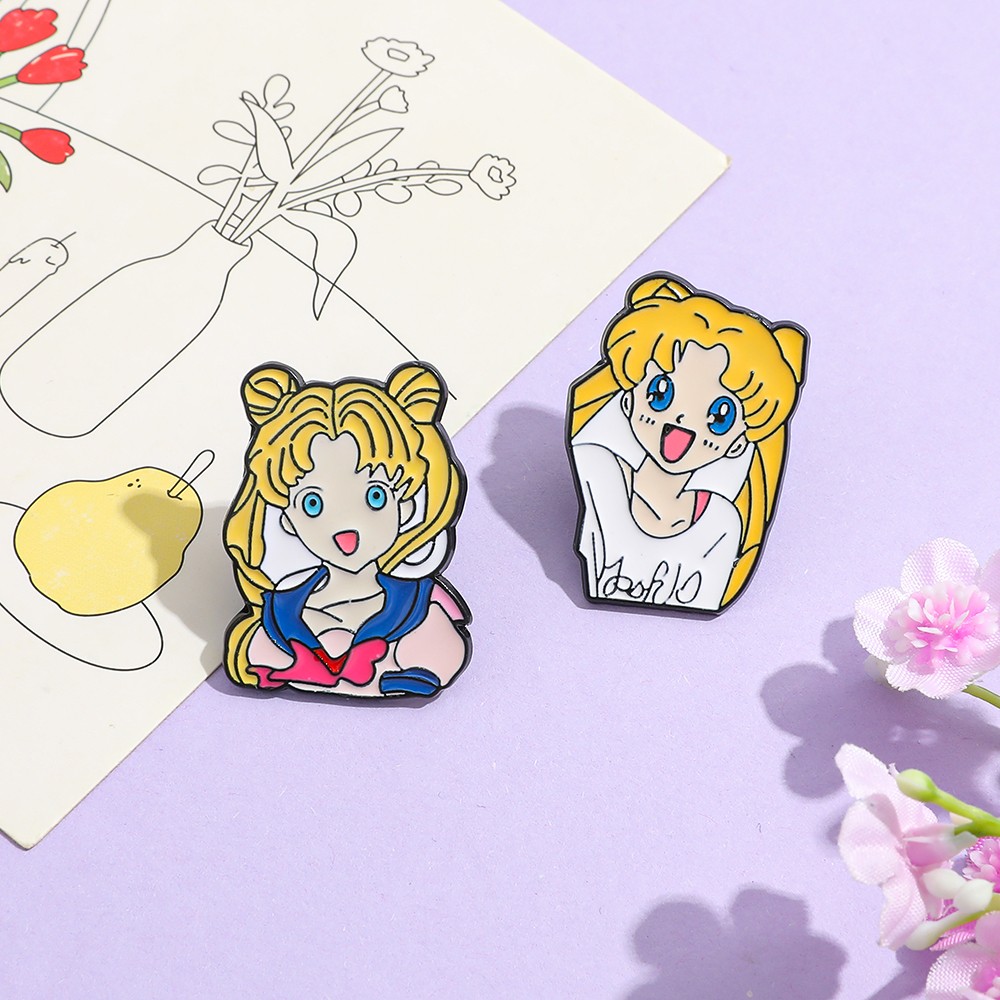 2個セット 面白い漫画ブローチ かわいいウサギと月野のキャラ - Embroidery Tulle のレビューと価格