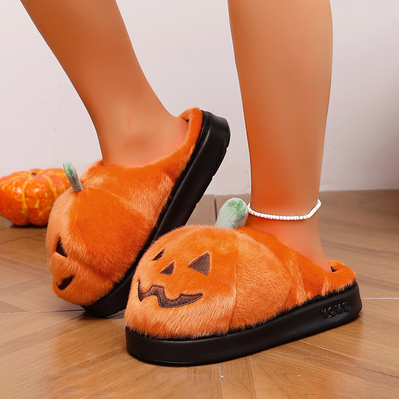 ハロウィン 3D パンプキンぬいぐるみスリッパ女性ふわふわハ - Embroidery Cotton のレビューと価格