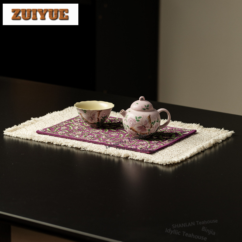 刺繍二重層ティーテーブルマットアンティークティーポットマット - Embroidery Cloth のレビューと価格