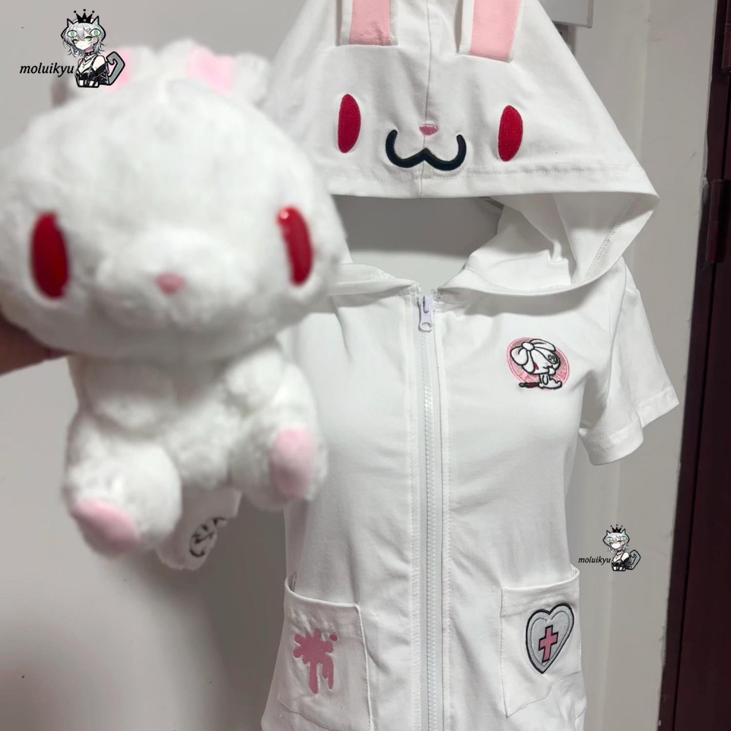 かわいいアニメ柄半袖ジップアップコート Y2K ゴシック刺繍 - Embroidery Zip Up Hoodie のレビューと価格