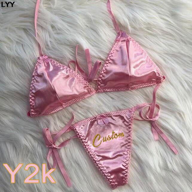 カスタムネーム入りTバック三角ブラセット 2点セット セクシ - Embroidery Names のレビューと価格